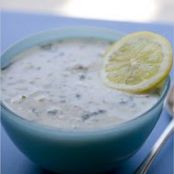 HOT YOGURT SOUP w/BARLEY & CILANTRO